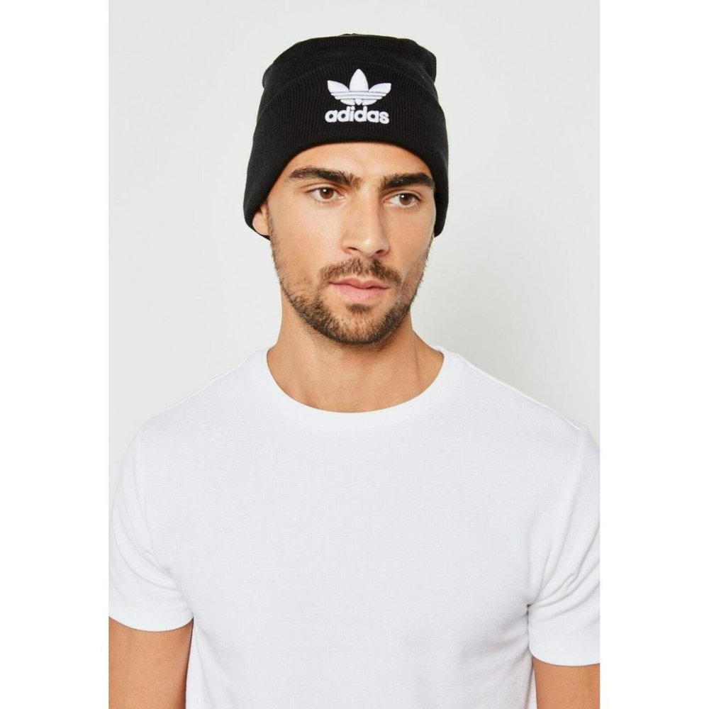 Adidas Originals Trefoil Knit Beanie Embroidered Logo Unisex Black White GA9656 - Picture 7 of 7